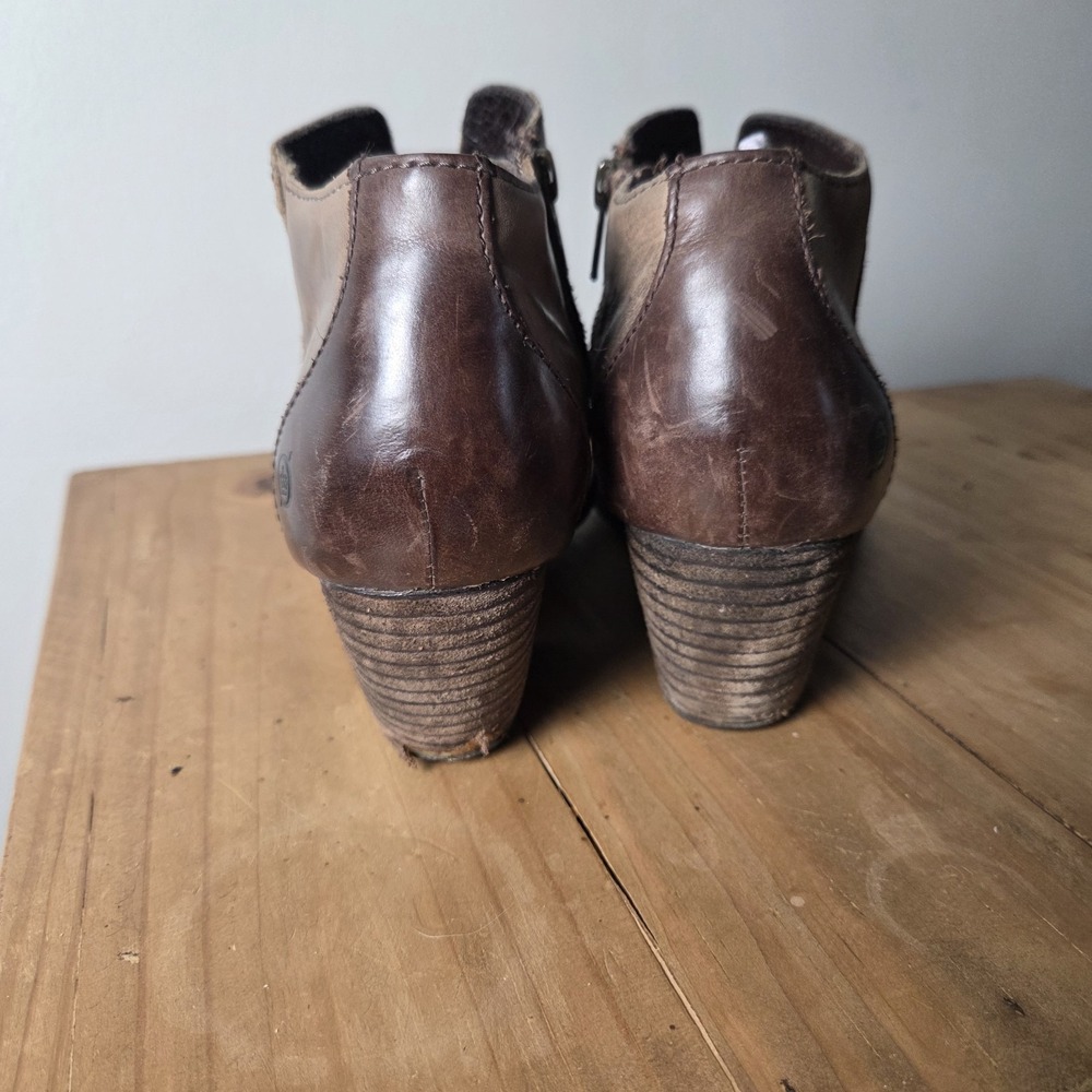 Born Size 9 M Brown Leather 2 Tone Zip Ankle Retro Boots Bootie Brogue Victorian - Picture 7 of 11